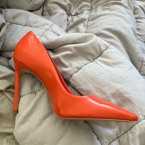 Schutz Lou Heels NIB bright Orange Leather Pumps Heels